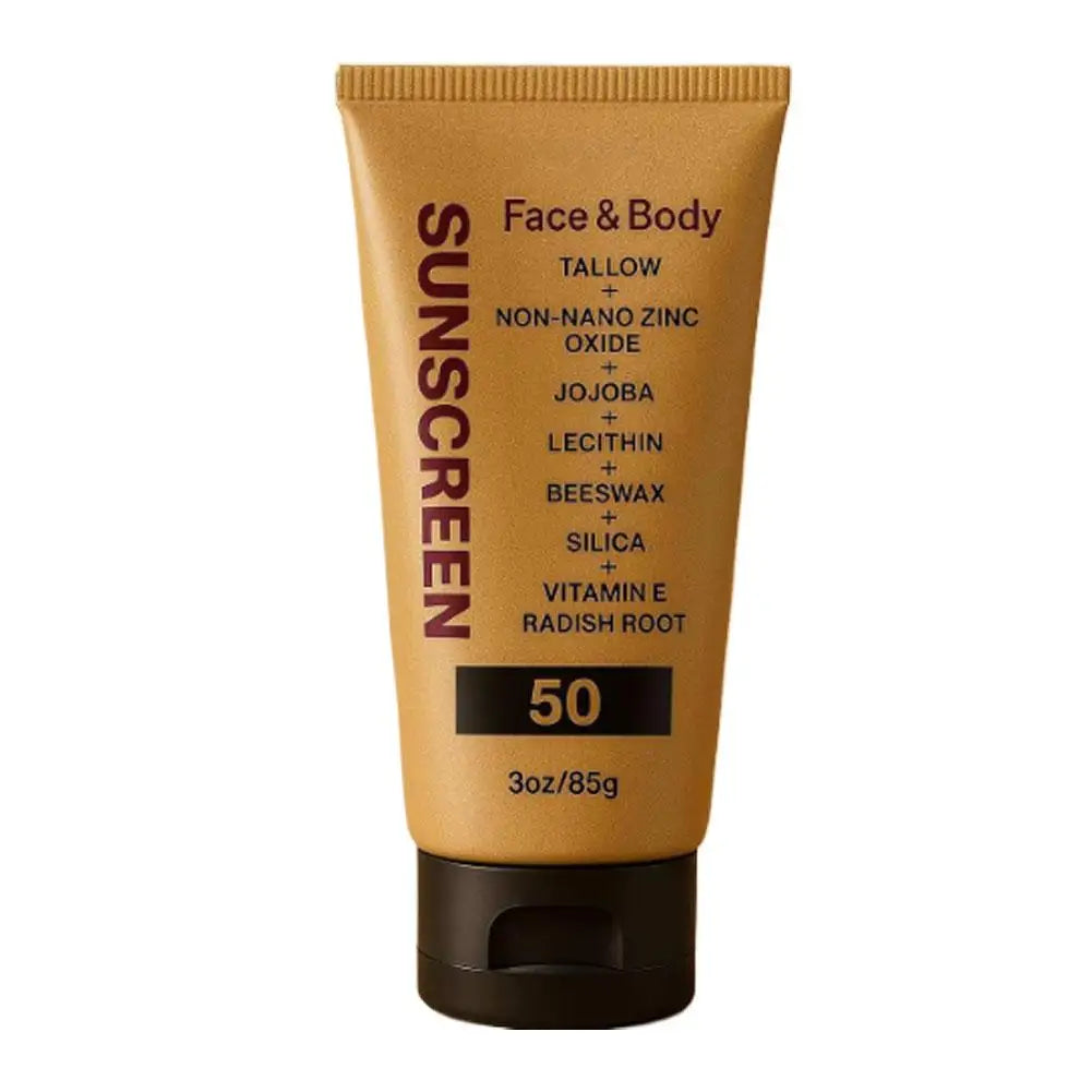 Beef Tallow Sunscreen Organic Non-greasy Formula Face Cream Natural Tasteless Sun Block SPF 50+ UV Protective Sunblock Skin Care